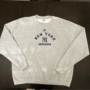 adidas Gray New York Yankees Crewneck Sweatshirt